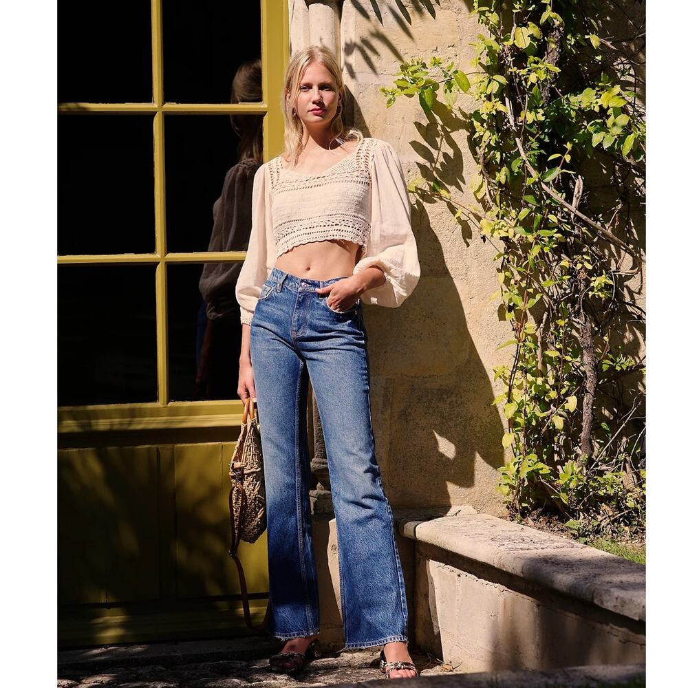 We the Free Laurel Canyon Flare Jeans 30 Wilson Blue Academia preppy Old money